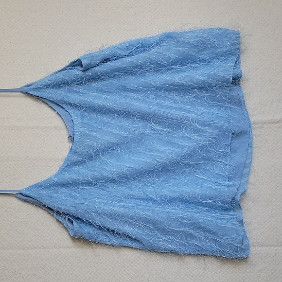 NWT Asos Tall Cami Tank Top Baby Blue with Soft Metallic Fringe - Size 18 Tall - Picture 5 of 9